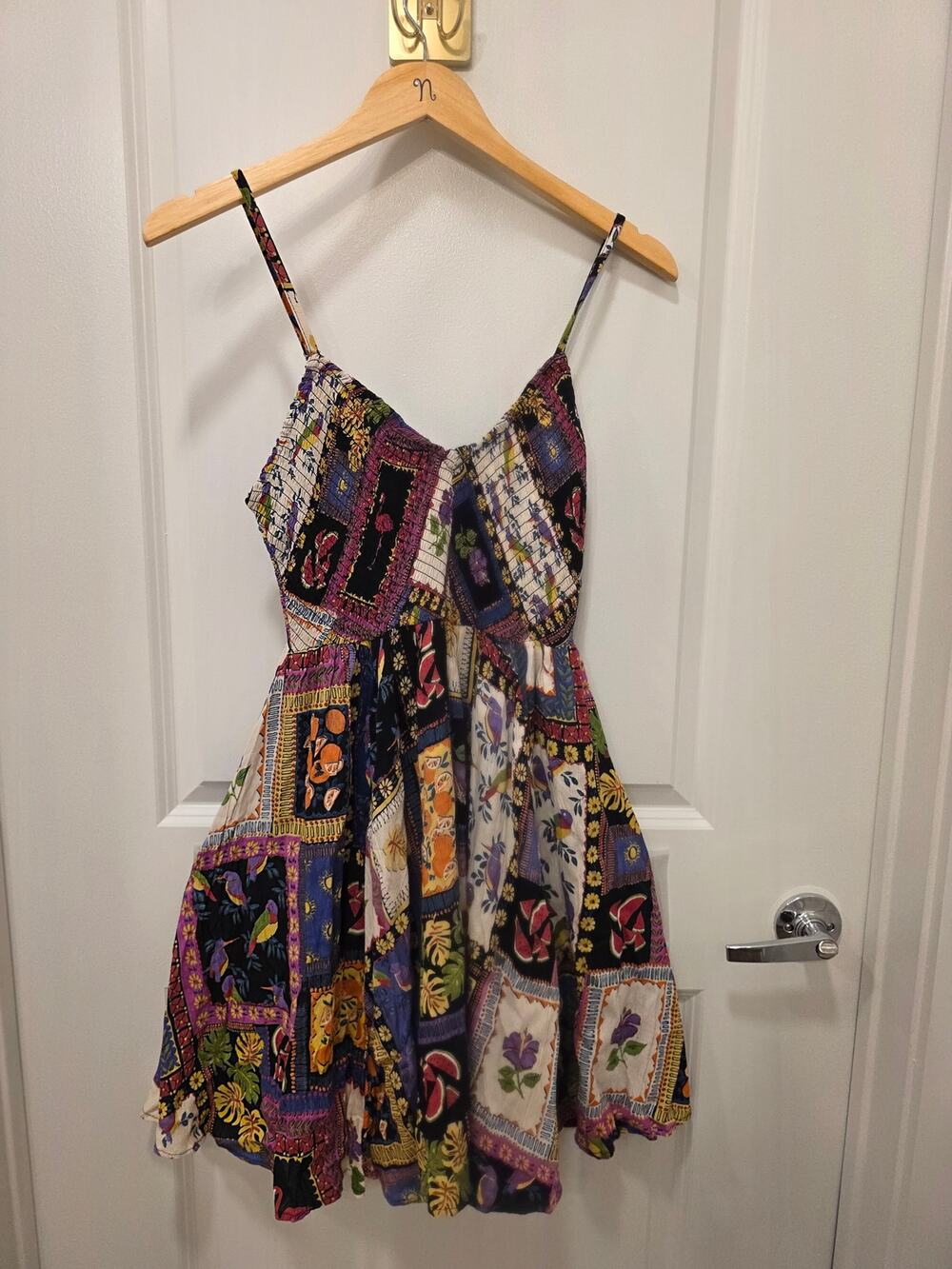 Angie Patchwork Smocked Boho Dress